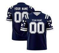 Personalised American Football Jersey Uniform for Men/Women/Boys/Girls/Kids/Youth,Sports Moisture Quick Dry Breathable T-Shirts with Anti-Odour Athletic Tops Custom Jersey with Team Name Number S-7XL