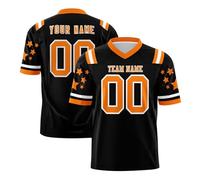 Personalised American Football Jersey Uniform for Men/Women/Boys/Girls/Kids/Youth,Sports Moisture Quick Dry Breathable T-Shirts with Anti-Odour Athletic Tops Custom Jersey with Team Name Number S-7XL