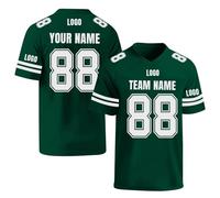 Personalised American Football & Rugby Shirt, Custom Jersey with Your Own Name Number Logo for Men Women Youth Green