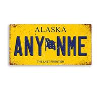Personalised American Number Plates - Custom Alaska - Sticky Pads | Printed Metal Wall Sign Plaque Printed Metal Wall Sign Plaque Show Plate