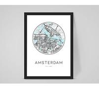 Personalised Amsterdam Netherlands Custom City/Town Map, Any Location -Home Decor (A4 Print (210x297mm) 8.27x11.69 in)