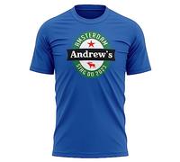 Personalised Amsterdam Stag Do Mens T Shirt Bachelor Beer Party Tee Tops Dam, L, Royal