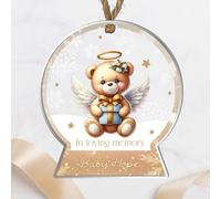 Personalised Angel Baby Memorial Bauble - Custom Name Bereavement Ornament for Christmas Tree Remembrance in Loss Keepsake for Grieving Parents & Family (Beige)