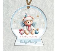 Personalised Angel Baby Memorial Bauble - Custom Name Bereavement Ornament for Christmas Tree Remembrance in Loss Keepsake for Grieving Parents & Family (Blue Christmas)