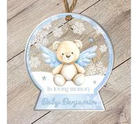 Personalised Angel Baby Memorial Bauble - Custom Name Bereavement Ornament for Christmas Tree Remembrance in Loss Keepsake for Grieving Parents & Family (Blue)