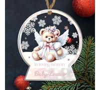 Personalised Angel Baby Memorial Bauble - Custom Name Bereavement Ornament for Christmas Tree Remembrance in Loss Keepsake for Grieving Parents & Family (Pink)