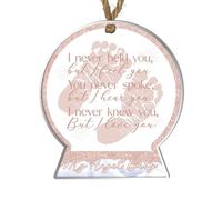 Personalised Angel Baby Memorial Hanging Decoration - Babies Footprint Snowglobe Shape Bauble - Miscarriage Baby Loss Keepsake for Grieving Parents & Family (Rose Gold)