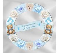 Personalised Angel Baby Memorial Wreath Plaque | Custom Name Keepsake | White & Gold, Pink, Blue | Wood or Acrylic | Thoughtful Bereavement Memory Gift (Blue, MDF Wood - Indoor Use Only)