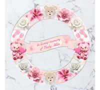 Personalised Angel Baby Memorial Wreath Plaque | Custom Name Keepsake | White & Gold, Pink, Blue | Wood or Acrylic | Thoughtful Bereavement Memory Gift (Pink, Acrylic - Indoor & Outdoor Use)