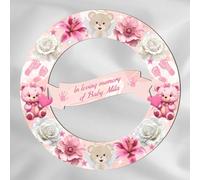 Personalised Angel Baby Memorial Wreath Plaque | Custom Name Keepsake | White & Gold, Pink, Blue | Wood or Acrylic | Thoughtful Bereavement Memory Gift (Pink, MDF Wood - Indoor Use Only)