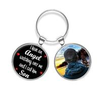 Personalised Angel Watching Over Me Son Photo Double Keyring Memorial Gift R264