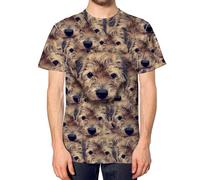 Personalised Animal Face All Over Printed T Shirt Custom Your Fur Baby Mens Tee, L, White