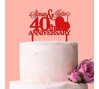 Personalised Anniversary Cake Topper: Red Glitter Acrylic