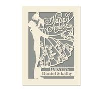Personalised Anniversary Card Gift for Lover Couples Girl Women Wife Keepsake Anniversary Cards for Her with Any Name and Date (Grey)