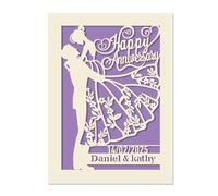 Personalised Anniversary Card Gift for Lover Couples Girl Women Wife Keepsake Anniversary Cards for Her with Any Name and Date (Lilac Purple)