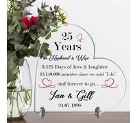 Personalised Anniversary Heart Plaque - Custom Years of Love and Laughter | Handmade Wedding Anniversary (Acrylic Indoor & Outdoor Use, Large 18.5cm x 19cm)