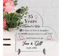 Personalised Anniversary Heart Plaque - Custom Years of Love and Laughter | Handmade Wedding Anniversary (Acrylic Indoor & Outdoor Use, Medium 13.5cm x 13.5cm)