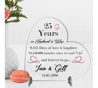 Personalised Anniversary Heart Plaque - Custom Years of Love and Laughter | Handmade Wedding Anniversary (Acrylic Indoor & Outdoor Use, Small 8.5cm x 8.5cm)