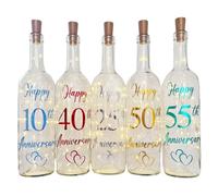 Personalised Anniversary Light Up LED Wine Glass Bottle 1st 2nd 7th 8th 10th 20th 30th 25th 40th 50th 55th 60th Gifts for Husband Wife Her Him Parents Copper Silver Pearl Ruby Golden Diamond Wedding