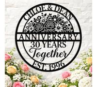 Personalised Anniversary Metal Wall Sign, Custom 25th 30th 40th 50th 60th Anniversary Metal Name Wall Art, Family Name Date Wall Decor, Home Decor, Gift for Couples and Parents (Style B)