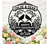 Personalised Anniversary Metal Wall Sign, Custom 25th 30th 40th 50th 60th Anniversary Metal Name Wall Art, Family Name Date Wall Decor, Home Decor, Gift for Couples and Parents (Style C)