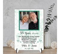 Personalised Anniversary Plaque - Custom A5/A4 MDF & Acrylic Sign - Milestone Anniversaries (1st, 25th, 30th, 35th, 40th, 45th, 50th, 55th, 60th (8. 55th Anniversary, Mdf Wood A4 30cm x 21cm)