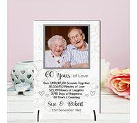 Personalised Anniversary Plaque - Custom A5/A4 MDF & Acrylic Sign - Milestone Anniversaries (1st, 25th, 30th, 35th, 40th, 45th, 50th, 55th, 60th (9. 60th Anniversary, Mdf Wood A5 21cm x 15cm)