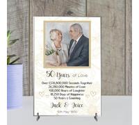 Personalised Anniversary Plaque - Custom A5/A4 MDF & Acrylic Sign - Milestone Anniversaries (1st, 25th, 30th, 35th, 40th, 45th, 50th, 55th, 60th (7. 50th Anniversary, Acrylic A5 21cm x 15cm)