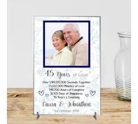 Personalised Anniversary Plaque - Custom A5/A4 MDF & Acrylic Sign - Milestone Anniversaries (1st, 25th, 30th, 35th, 40th, 45th, 50th, 55th, 60th (6. 45th Anniversary, Acrylic A4 30cm x 21cm)