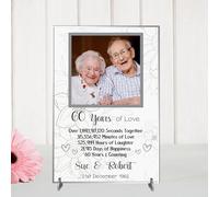 Personalised Anniversary Plaque - Custom A5/A4 MDF & Acrylic Sign - Milestone Anniversaries (1st, 25th, 30th, 35th, 40th, 45th, 50th, 55th, 60th (9. 60th Anniversary, Acrylic A5 21cm x 15cm)