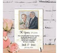 Personalised Anniversary Plaque - Custom A5/A4 MDF & Acrylic Sign - Milestone Anniversaries (1st, 25th, 30th, 35th, 40th, 45th, 50th, 55th, 60th (7. 50th Anniversary, Mdf Wood A5 21cm x 15cm)