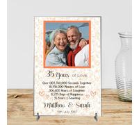 Personalised Anniversary Plaque - Custom A5/A4 MDF & Acrylic Sign - Milestone Anniversaries (1st, 25th, 30th, 35th, 40th, 45th, 50th, 55th, 60th (4. 35th Anniversary, Acrylic A5 21cm x 15cm)