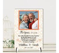 Personalised Anniversary Plaque - Custom A5/A4 MDF & Acrylic Sign - Milestone Anniversaries (1st, 25th, 30th, 35th, 40th, 45th, 50th, 55th, 60th (4. 35th Anniversary, Mdf Wood A5 21cm x 15cm)