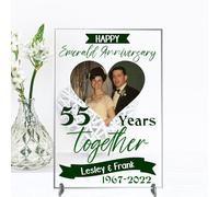Personalised Anniversary Plaque - Custom A5/A4 MDF & Acrylic Sign - Perfect for Celebrating Milestones (Emerald 55th anniversary, Acrylic A4 30cm x 21cm)