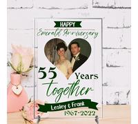 Personalised Anniversary Plaque - Custom A5/A4 MDF & Acrylic Sign - Perfect for Celebrating Milestones (Emerald 55th anniversary, Acrylic A5 21cm x 15cm)