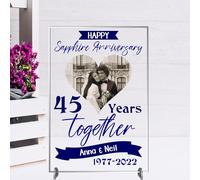 Personalised Anniversary Plaque - Custom A5/A4 MDF & Acrylic Sign - Perfect for Celebrating Milestones (Sapphire 45th anniversary, Acrylic A4 30cm x 21cm)