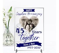 Personalised Anniversary Plaque - Custom A5/A4 MDF & Acrylic Sign - Perfect for Celebrating Milestones (Sapphire 45th anniversary, Acrylic A5 21cm x 15cm)