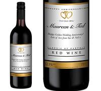 Personalised Anniversary Red Wine 75cl with FREE Gold Gift Box. Any Name & Message.
