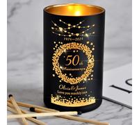 Personalised Anniversary Scented Candles Gifts for Couple Husband Custom Orange Blossom Jasmine Amber Candle with Any Name & Year & Text Home Decor Up to 40 Hours Burn Time(Design 1)