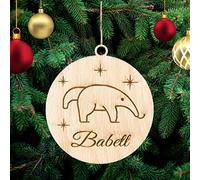 Personalised Ant-eater Christmas Tree Decoration, Wooden Tree Ornament, Engraved Pet Name Christmas Bauble Gift Card Insert for Family and Friends