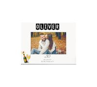 Personalised Any age Birthday White Photo Frame Gift With Champagne Bottle 16th, 18th, 21st, 30th, 40th, 50th, 60th, 70th, 80th