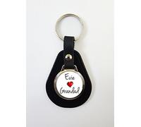 Personalised Any Child Name Loves Grandad On A Leather Key Fob Keyring Ideal Birthday Father's Day Gift N488