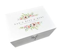 Personalised "Any Message" Pink Florals White Wooden Keepsake Box | Mother's Day, Anniversary, For Her | 27 x 19 x 14cm