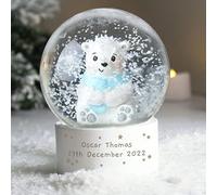 Personalised Any Message Polar Bear Snow Globe - Christmas Globe For Girls or Boys - Glitter Globe