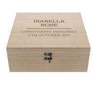 Personalised Any Message Wooden Box Keepsake Storage Memory Gift Box - Christmas Engagement Wedding Anniversary Birthday New Born Baby Shower Christening Gifts for Girls Boy