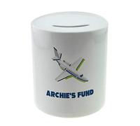 Personalised Any Name Airplane Savings Children Funny Money Box Printed Gift 101