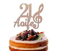Personalised Any Name Any Age Cake Topper Music Note Design for Music Lover Customized Happy Birthday Music Theme Party Decoration Multicolour Glitter Card 10th 13 16 18 21 30 40 50 60 (Rose gold)