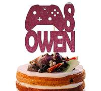 Personalised Any Name Cake Topper Gamer Controller Floss Console Customized Happy Birthday Gaming Theme Party Decoration Multicolour Glitter Card 10th 13 16 18 21 30 40 50 60 (Hot pink)