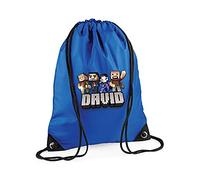 Personalised ANY NAME Cool Pixel Art funny Gaming Enthusiast, Back to School, Premium Drawstring Bag, PE Gym Kit School, Swimming, Birthday/Secret Santa, PE Kids Sport Rucksack. (Bright Royal)