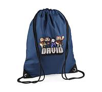 Personalised ANY NAME Cool Pixel Art funny Gaming Enthusiast, Back to School, Premium Drawstring Bag, PE Gym Kit School, Swimming, Birthday/Secret Santa, PE Kids Sport Rucksack. (French Navy)